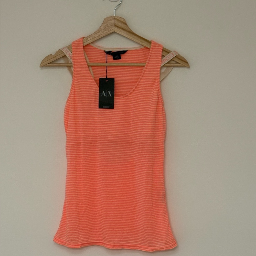 NWT Armani Exchange Women’s Pink & White Striped Tank Top, Bra, Size Small